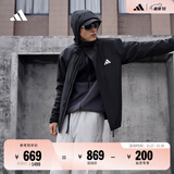 adidas拒水加绒内胆三合一连帽外套男女秋冬阿迪达斯官方轻运动 黑色   XL