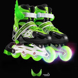 拓呈溜冰鞋儿童全套装成人男女小孩旱冰鞋滑冰鞋轮滑鞋直排轮初学者 绿单闪单鞋(翅膀+扳手) M （适合鞋码32-37码）适合脚长20-23CM