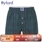 百富（BYFORD）港产进口男士精梳棉阿罗裤格纹中腰平角短裤梭织裤衩商场款MW962 MW962绿色带纽扣，一片包臀 1条 XL