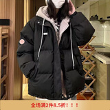 歌温妮初中生羽绒服厚女14-16岁假两件加厚连帽女冬季12大童13少女15学 黑色 M 建议90-105斤