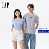 GAP男女装2025夏季新款logo条纹纯棉短袖T恤常规上衣美版 浅蓝色条纹 768022 XS 美码 S亚洲码175/88A