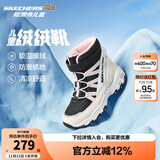 Skechers斯凯奇儿童绒绒靴雪地靴保暖男童棉鞋防寒加绒高帮女童靴660092L 女童/白色/黑色/粉红色/WBPK 38