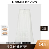 UR【钟楚曦同款】2025秋季新款女装田园风蕾丝花边半裙UYL550031 本白 (面料微透) XS