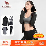 骆驼（CAMEL）瑜伽套装女健身运动服五件套A7S1UL8135黑色M