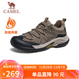 骆驼（CAMEL）踏山男士户外登山复古皮面加绒休闲徒步鞋 G14A342696R 卡其 40