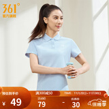 361°运动翻领t恤2025年春夏季新款休闲透气短袖情侣POLO衫开学季 【女款】凝雾蓝 L