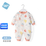 舒贝怡婴儿衣服新生儿连体衣秋冬保暖满月宝宝周岁哈衣男女童爬爬服粉90