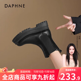 达芙妮官方马丁靴女加绒2025秋冬爆款烟筒靴子女英伦风中筒切尔西女靴 黑色（短筒-4.5cm跟高） 39