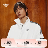 adidas情侣款复古风梭织立领夹克外套男女秋季阿迪达斯官方三叶草   亮白   2XL