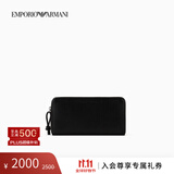 EMPORIO ARMANI/阿玛尼官方旗舰【礼物】新款男女情侣牛皮革钱夹钱包卡包秋冬 80001-黑色
