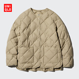 优衣库女装PUFFTECH空气棉服休闲茄克/时尚款外套469864 32 深米色 L /160/88A