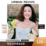 UR【钟楚曦同款】2025夏季新款女装波嬉风蕾丝条连衣裙UYL750037 蓝色条纹 XS