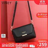 viney牛皮斜挎包包女包百搭单肩包妈妈包中年生日礼物送女友老婆 【黑色】高级感实用品牌高档洋气小包 休闲轻奢小众百搭小方包