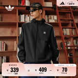 adidas经典三条纹运动连帽夹克外套男女春季阿迪达斯三叶草 黑色   L