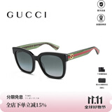 古驰（GUCCI）墨镜女新款时尚织带镜腿大框方形开车太阳镜男情人节日礼物GG0034 GG0034SN-002
