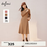 伊芙丽polo领针织连衣裙女冬装新款长袖茶歇裙 驼色 S 155/80A
