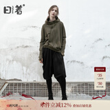 日着原创设计师女装新品秋季新款女上衣慵懒风连帽宽松套头卫衣外套 绿色 M