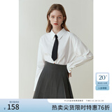 范思蓝恩23FS11193 学院风减龄百褶短裙女春秋季高腰a字半身裙子 高级灰 XS