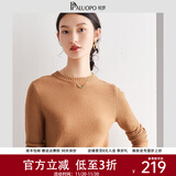 帕罗（PALUOPO）女士纯色毛衣圆领套头长袖打底衫时尚厚款秋冬新款毛衫休闲显瘦针 驼色 M 100