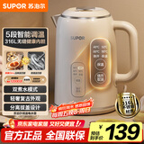 苏泊尔（SUPOR）1.5L侧显温度烧水壶316L不锈钢 多段调温保温  母婴冲奶粉电热水壶 恒温水壶 SW-15T75A