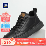 海澜之家HLA男鞋秋冬款休闲皮鞋子男士板鞋HAAXXM4DBF453 黑色短绒款45