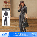 骆驼（CAMEL）立领健身女装撞色修身两件套运动服 Y24CAWL6620 墨灰 XXL