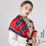 达芬奇密码真丝丝巾秋冬100%桑蚕丝真丝大方巾披肩丝巾妈妈生日礼物 富士山下 红色