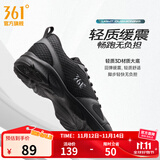 361°运动鞋男鞋秋冬季透气网面跑鞋黑色通勤轻质户外慢跑步鞋 曜石黑/烟灰【透气网布】 40