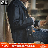 马登工装 新复古回潮水洗丹宁夹克阿美咔叽养牛猎装牛仔翻领外套男秋 牛仔蓝 2XL