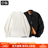 马登工装美式空中MA1飞行员夹克军事风短款外套复古棒球服男潮秋上衣 黑色MA1+米白长T XL