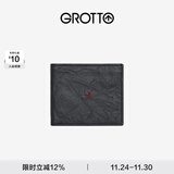 个乐经典羊皮短款钱包手工真皮多卡位卡夹卡包情侣礼物 经典黑（木马）