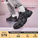 FILA 斐乐猫爪鞋4代女鞋老爹鞋情侣运动鞋复古时尚休闲鞋网面透气 【男款】黑-BK 42
