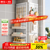 帅仕 厨房置物架洞洞板收纳架调料架壁挂纸巾架刀架筷子筒毛巾抹布架 奶油白-背板30*30（配件另购）