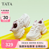 他她春秋厚底透气老爹鞋女鞋网面增高运动鞋新款WOG16BM4白/灰紫 36