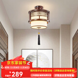 森界（senjie）2025年新款中式餐厅吊灯仿古国风复古典走廊过道门厅吧台玄关灯具 【祥云】圆形橡木吊灯30*30厘米