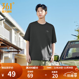 361°运动短袖男女同款夏季透气宽松棉印花t恤休闲圆领上衣 砾石灰9115D S
