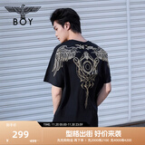 BOY LONDON【暗黑罗盘】夏情侣款短袖权杖印花炸街潮牌T恤N01906 N0103902 M