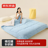 京东京造棉花糖针织被 软糯超柔A类10%大豆纤维四季被子1.5x2m 蓝白色