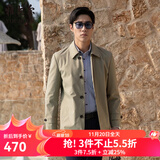 雅戈尔（YOUNGOR）风衣男翻领单风衣锦纶耐穿舒适透气男士上衣外套 GYDF424995YQA卡其 XL 180/100A