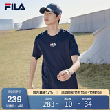 FILA斐乐官方短袖T恤男2025年夏季时尚纯棉圆领透气男士运动t恤针织衫