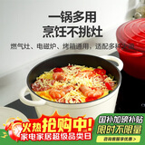 乐扣乐扣（LOCK&LOCK）珐琅铸铁锅双耳汤锅炖锅奶锅煮锅煮面煲汤电磁炉煤气灶白色24cm