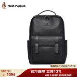 暇步士（Hush Puppies）双肩包男大容量商务15.6英寸电脑包旅行书包时尚牛皮包生日礼物