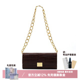 A.Cloud复古鳄鱼纹牛皮奢品链条斜挎女包 送女友闺蜜礼物 七夕礼物 咖啡鳄鱼纹