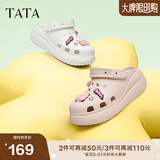 他她（TATA）洞洞鞋女防滑厚底2025秋季新款外穿包头拖鞋凉鞋DWGN1BH4 白色（7cm跟高） 39-40