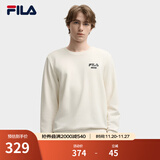 斐乐（FILA）官方男子加绒保暖卫衣秋冬季时尚休闲简约圆领套头衫长袖上衣男装 蒸汽白-IV 3XL
