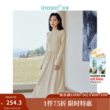 茵曼（INMAN）2025秋冬女装新款灯芯绒连衣裙新品长袖休闲针织礼服中长裙子 淡香杏-18348357H1 M