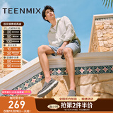 天美意男鞋舒适懒人软底帆布鞋一脚蹬男休闲布鞋 灰色 43