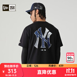 NEW ERA纽亦华MLB腰果花运动短袖T恤透气男女情侣NY LA印花 14179141-黑色-NY 腰果花 M