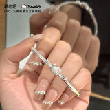 潮色绘【999银镯子】纯足银手镯hellokitty女生礼物女孩子生日礼物 6155