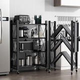 安尔雅置物架厨房落地免安装微波收纳炉架子铁艺货架储物架 4层全网款